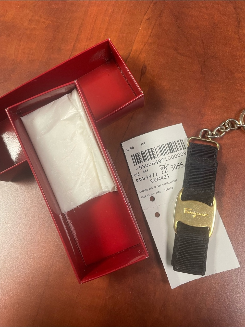 Salvatore Ferragamo Black Grosgrain Holder with Gold Hardware